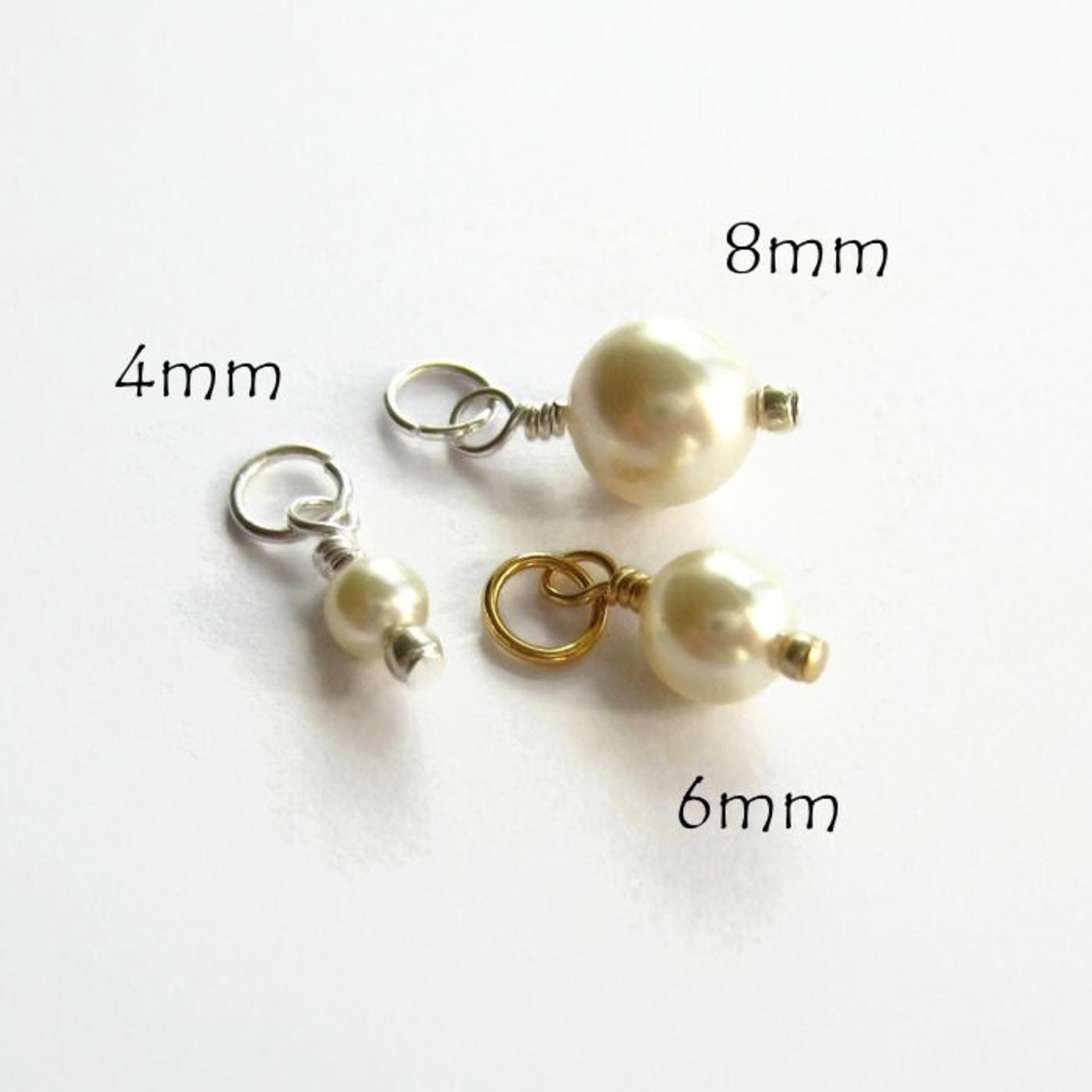 Cream Crystal Pearl Charm ~ June Birthstone ~ Handmade by The Tiny Tree Frog Jewellery