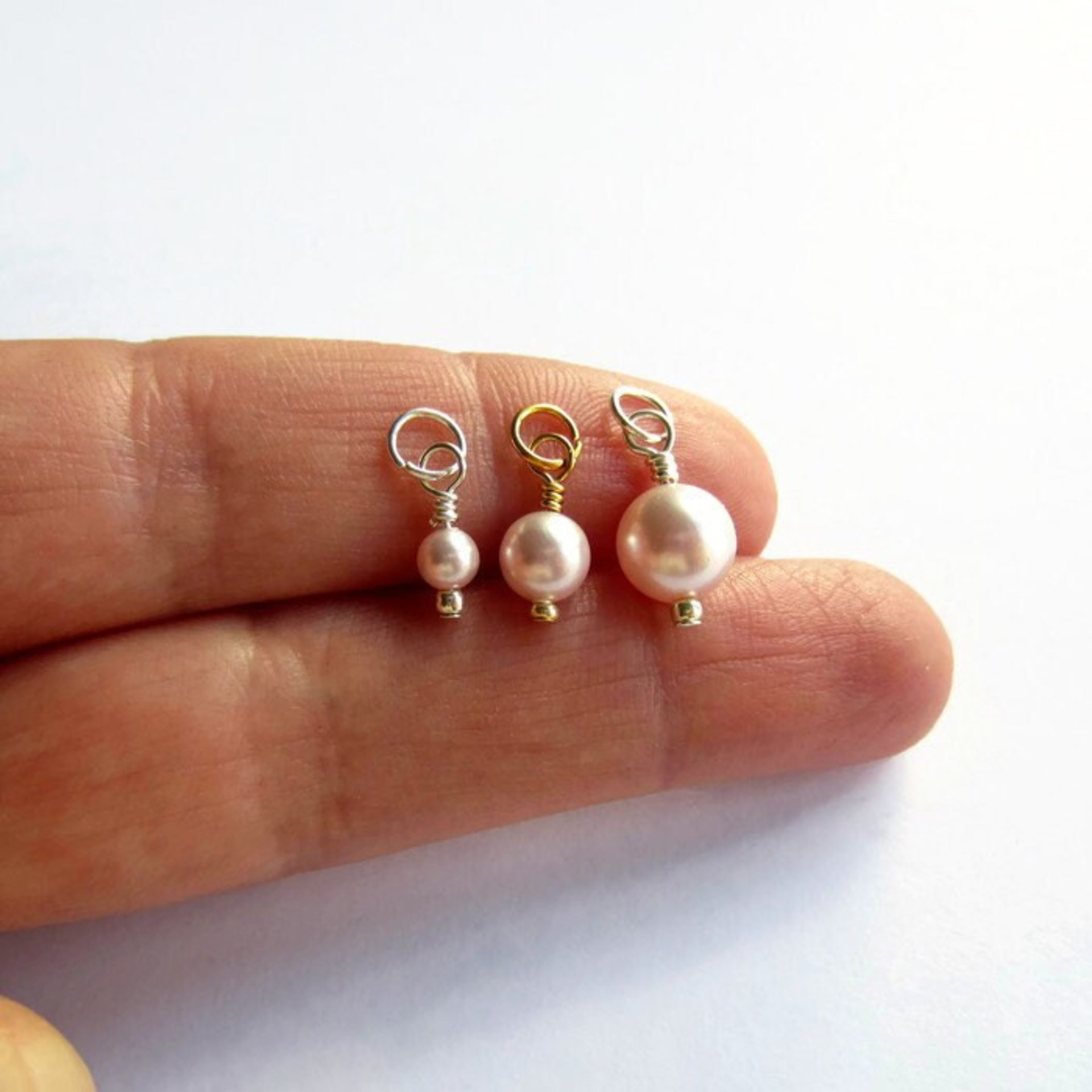 Pale Pink Crystal Pearl Charm ~ June Birthstone ~ Handmade by The Tiny Tree Frog Jewellery