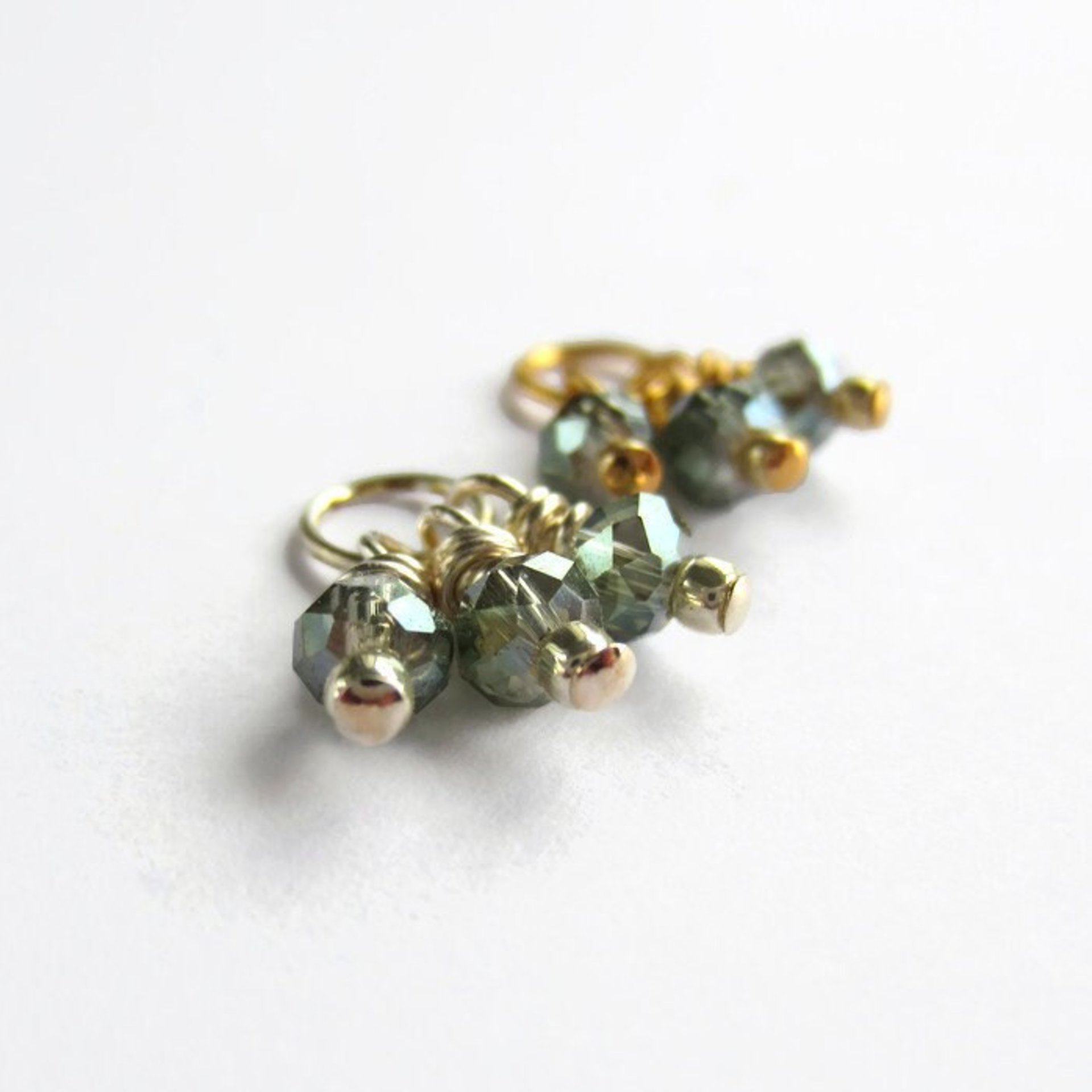 Green Czech Glass Triple Cluster Charm ~ Handmade by The Tiny Tree Frog Jewellery