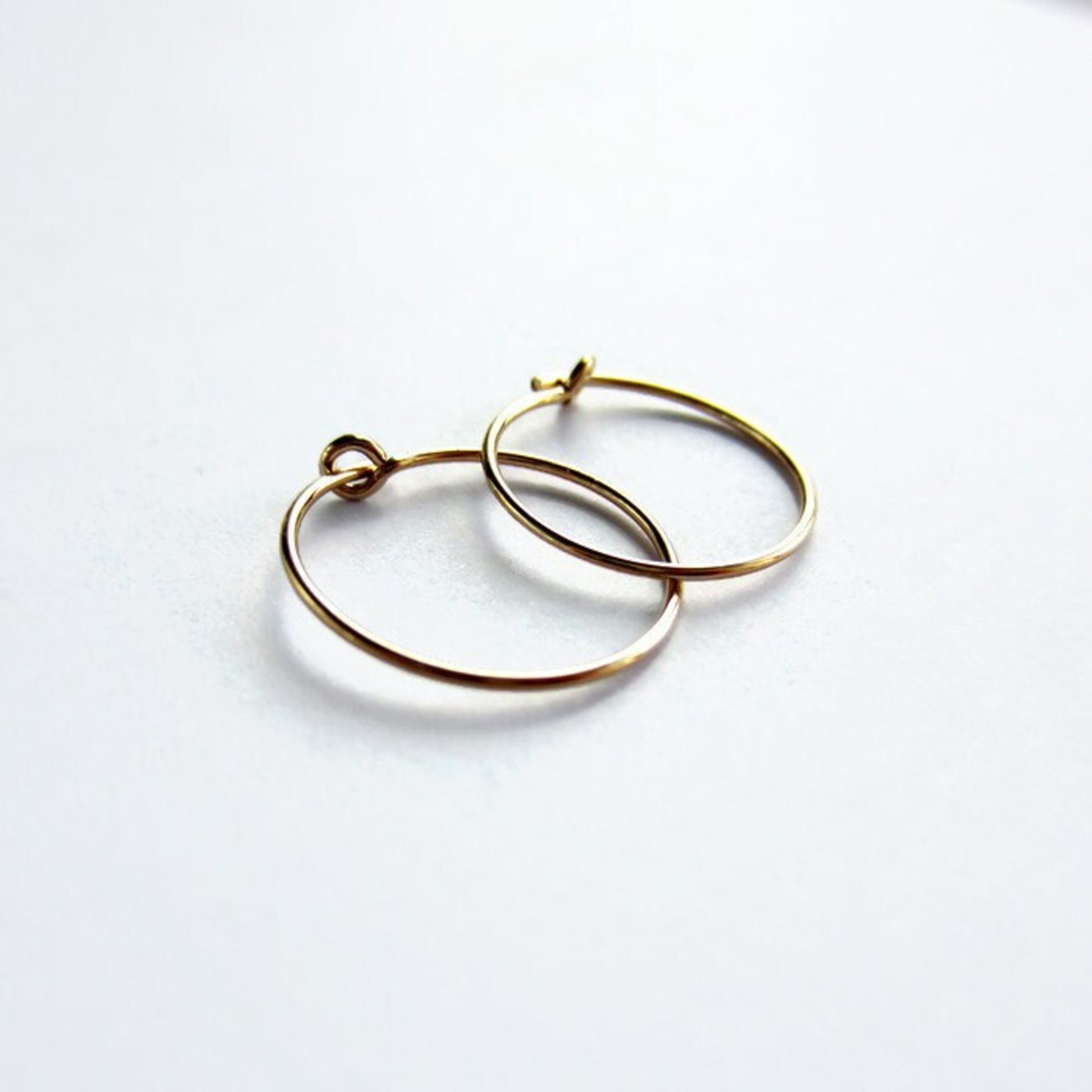 Single or Pair of 15mm 14K Gold Filled Thin Hoop Earrings ~ The Tiny Tree Frog Jewellery