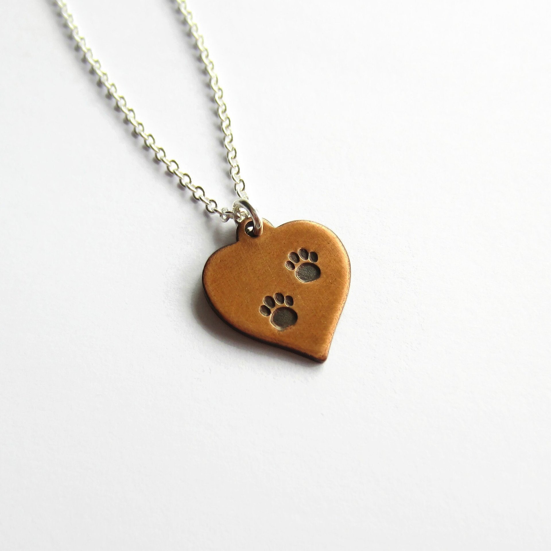 Hand Stamped Copper Paw Print Necklace ~ Handmade by The Tiny Tree Frog Jewellery