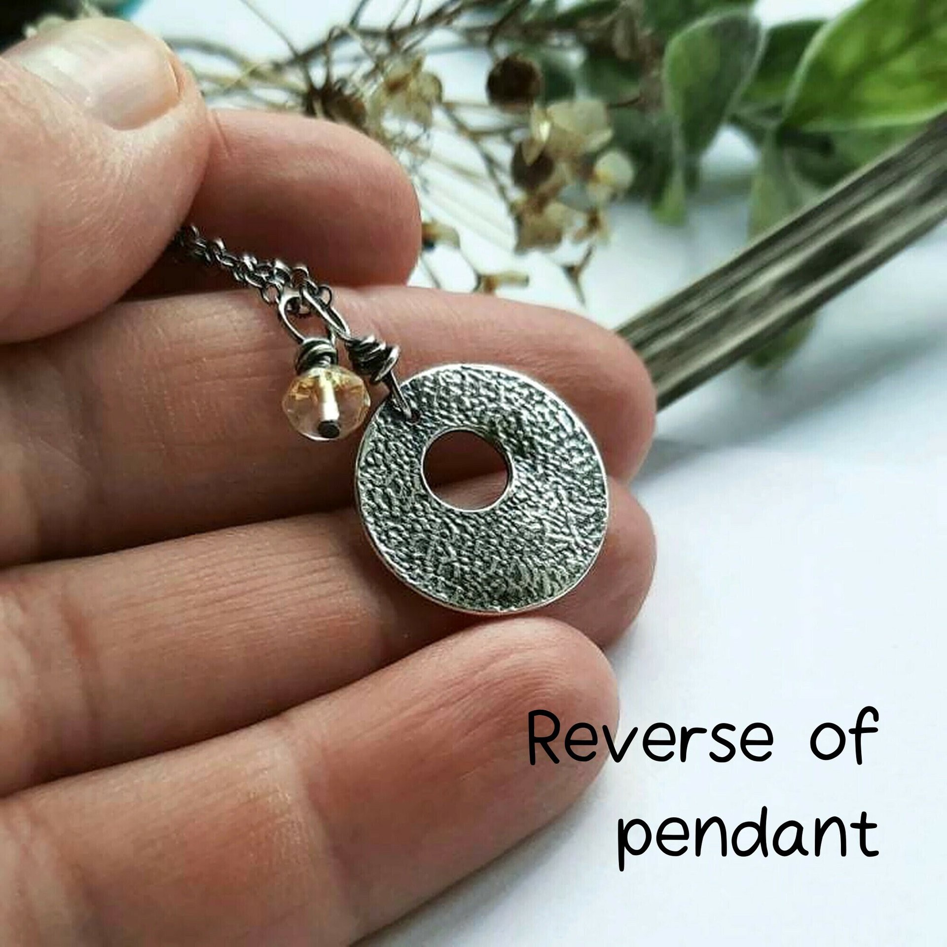 Oxidised Fine Silver Bee Necklace with Citrine Gemstone Charm ~ November Birthstone ~ Handmade by The Tiny Tree Frog Jewellery