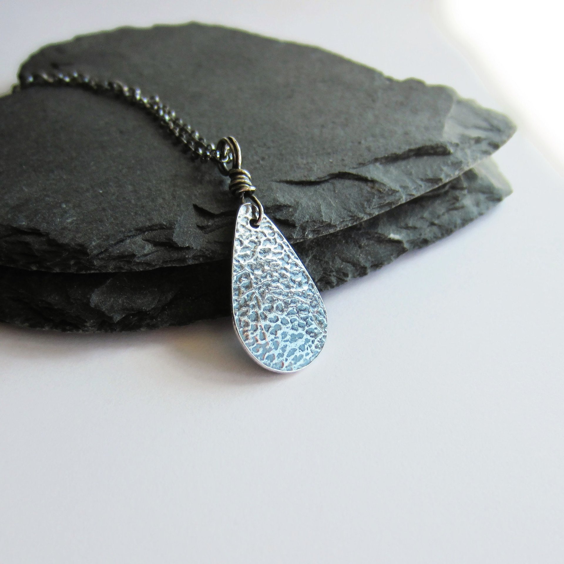 Oxidised Fine Silver Daisy Necklace - April Birth Flower ~ Handmade by The Tiny Tree Frog Jewellery