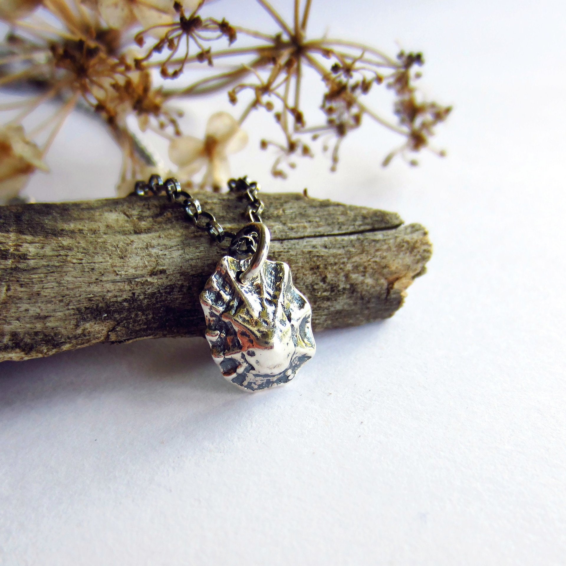 Oxidised Fine Silver Limpet Shell Pendant Necklace ~ Handmade by The Tiny Tree Frog Jewellery