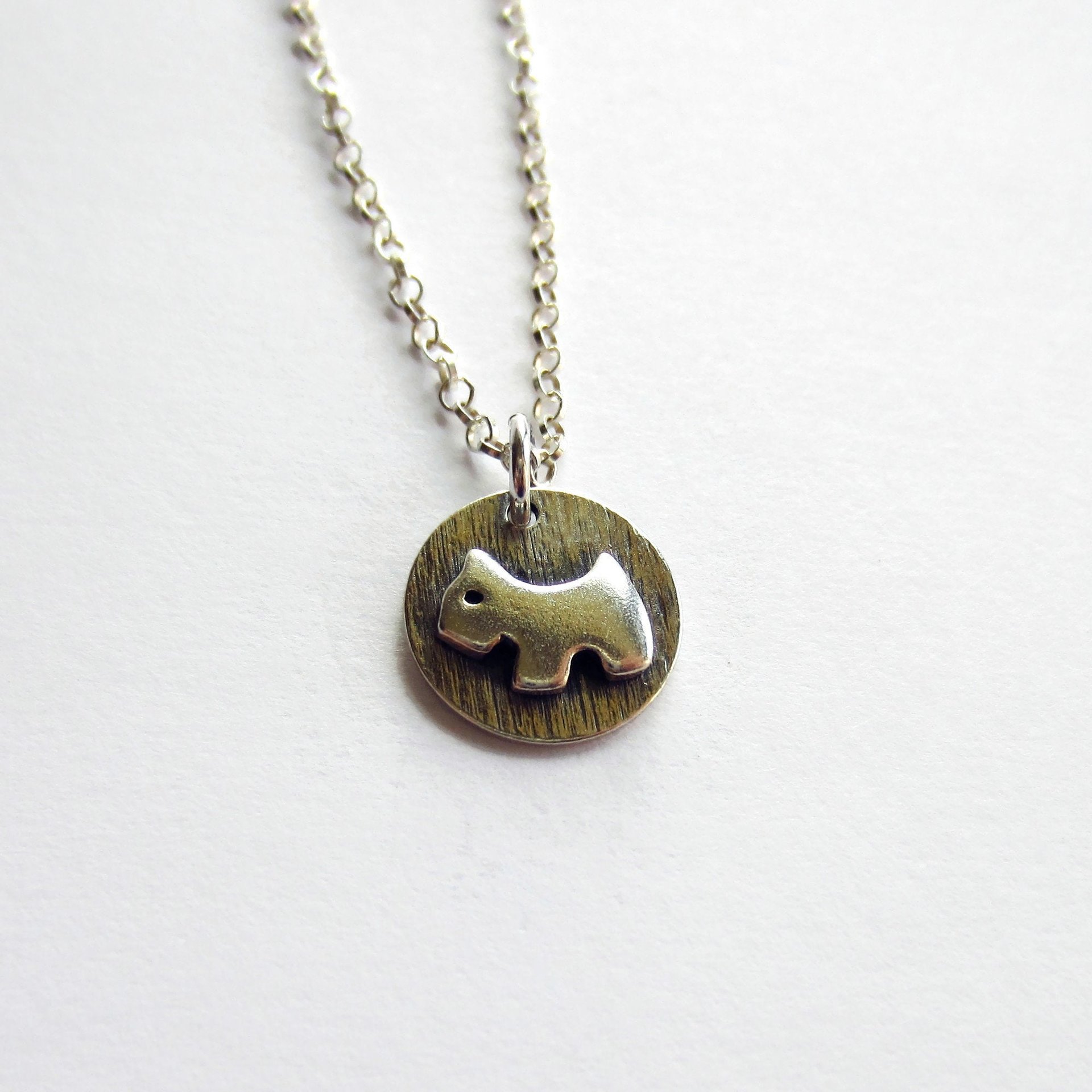 Cute Terrier Dog Necklace ~ Fine Silver and Sterling Silver ~ Handmade by The Tiny Tree Frog Jewellery