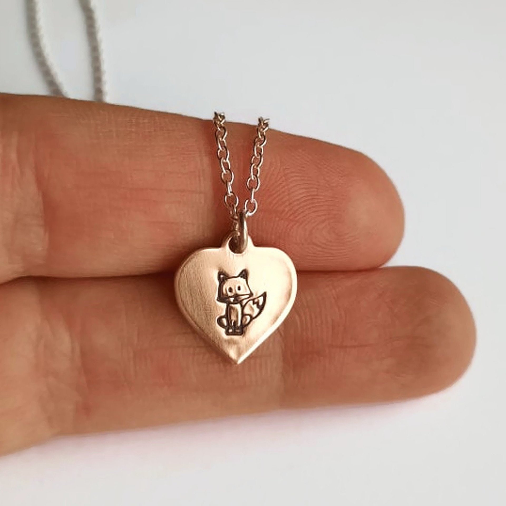 Hand Stamped Copper Fox Necklace ~ Handmade by The Tiny Tree Frog Jewellery