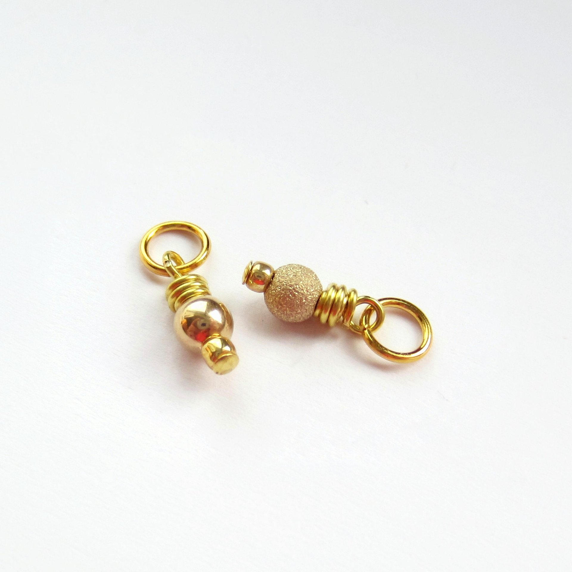 14K Gold Filled Wire Wrapped Bead Charm ~ Shiny or Frosted Stardust Finish ~ Handmade by The Tiny Tree Frog Jewellery