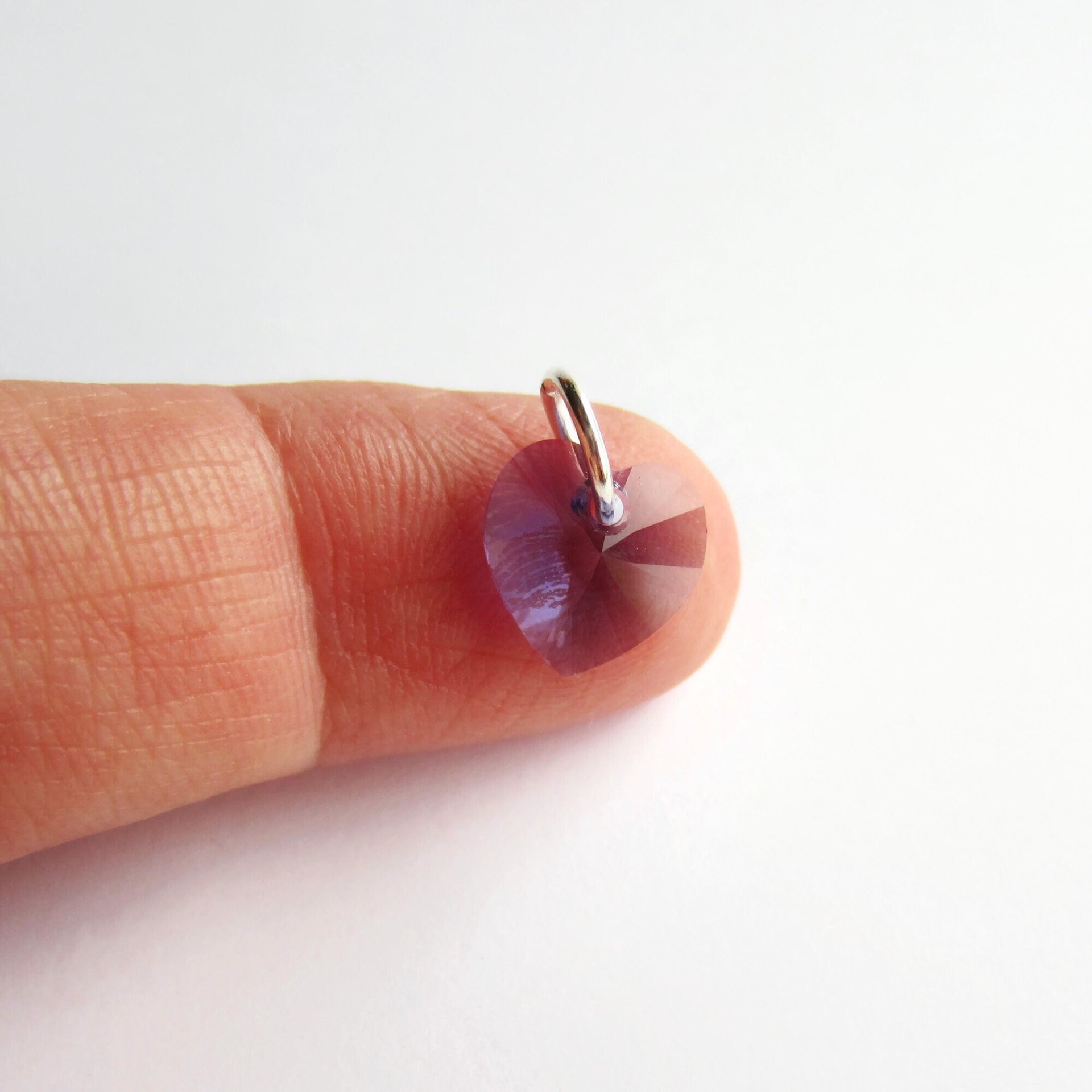 Small Lilac Purple Crystal Heart Charm ~ Handmade by The Tiny Tree Frog Jewellery