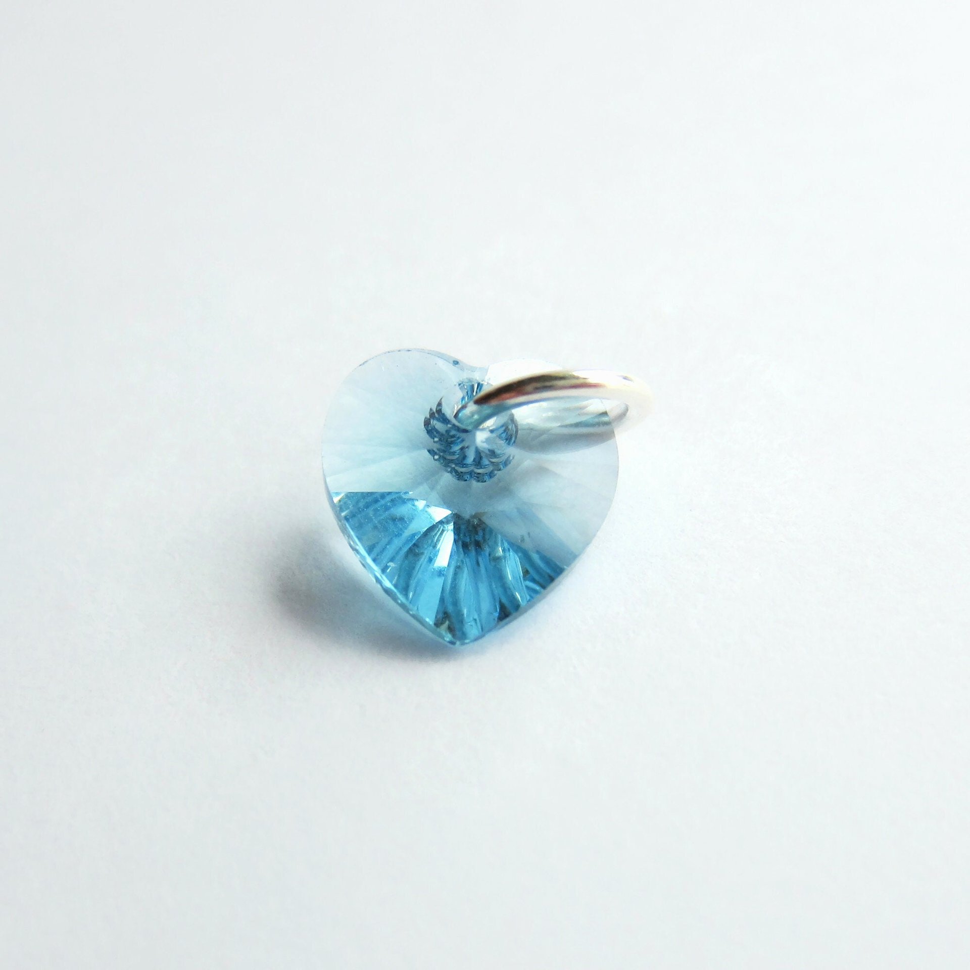 Small Pale Blue Crystal Heart Charm ~ Handmade by The Tiny Tree Frog Jewellery