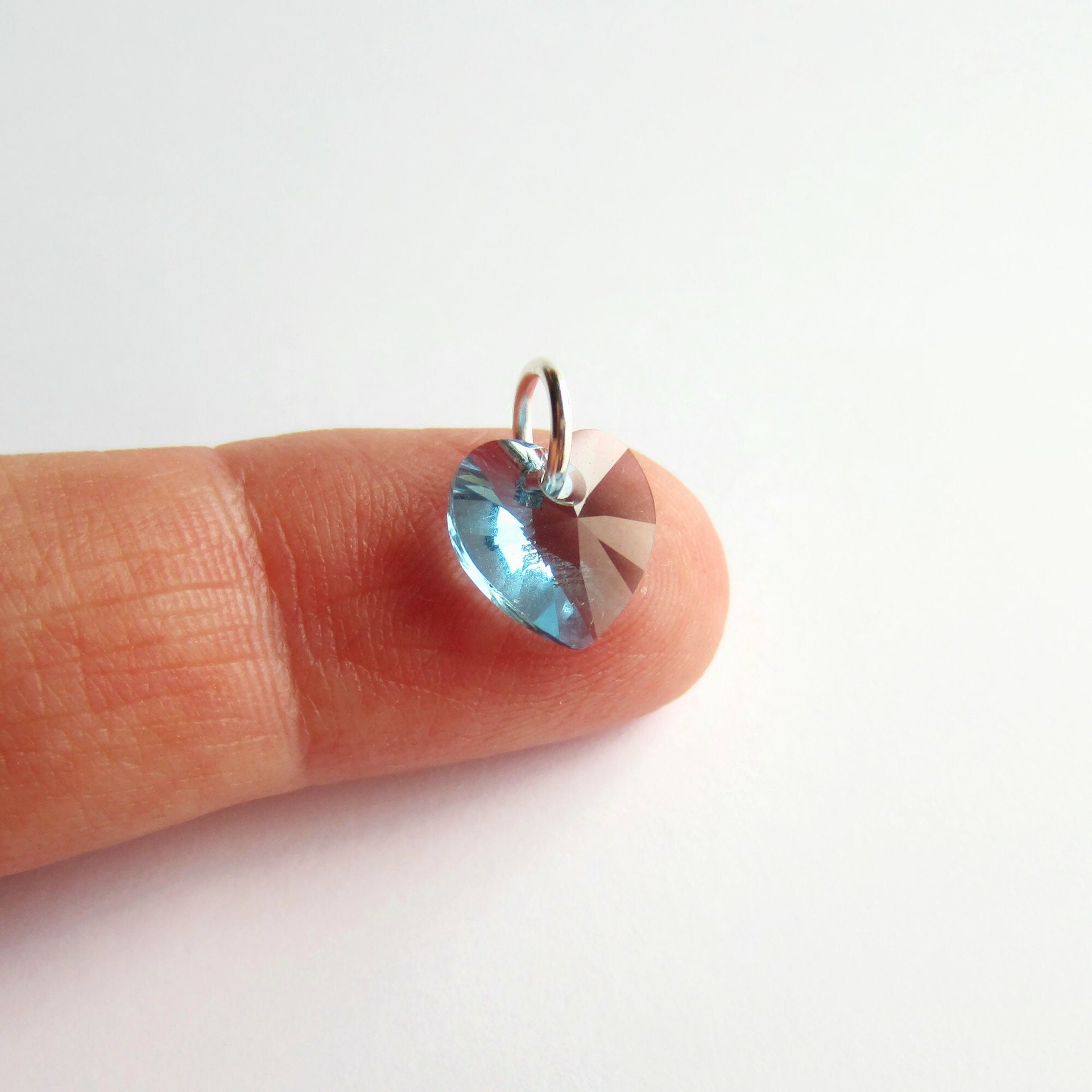 Small Pale Blue Crystal Heart Charm ~ Handmade by The Tiny Tree Frog Jewellery