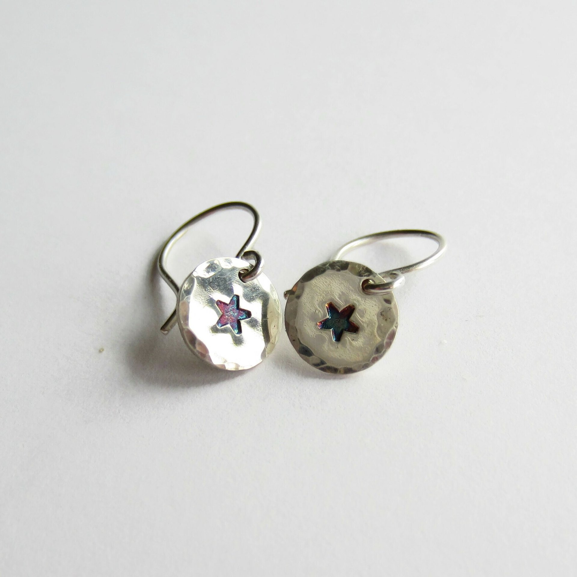 Hand Stamped Star Drop Earrings ~ 925 Sterling Silver ~ Handmade by The Tiny Tree Frog Jewellery