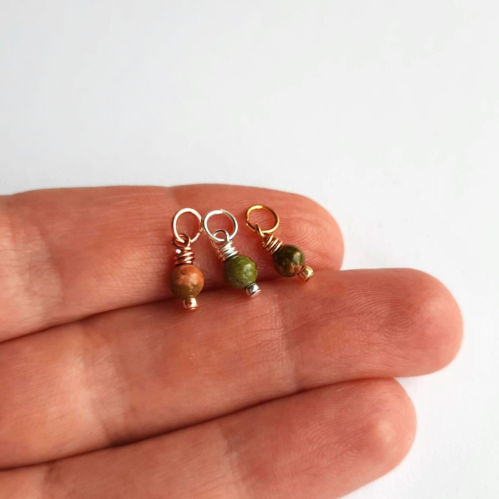 Unakite Gemstone Charm ~ Handmade by The Tiny Tree Frog Jewellery