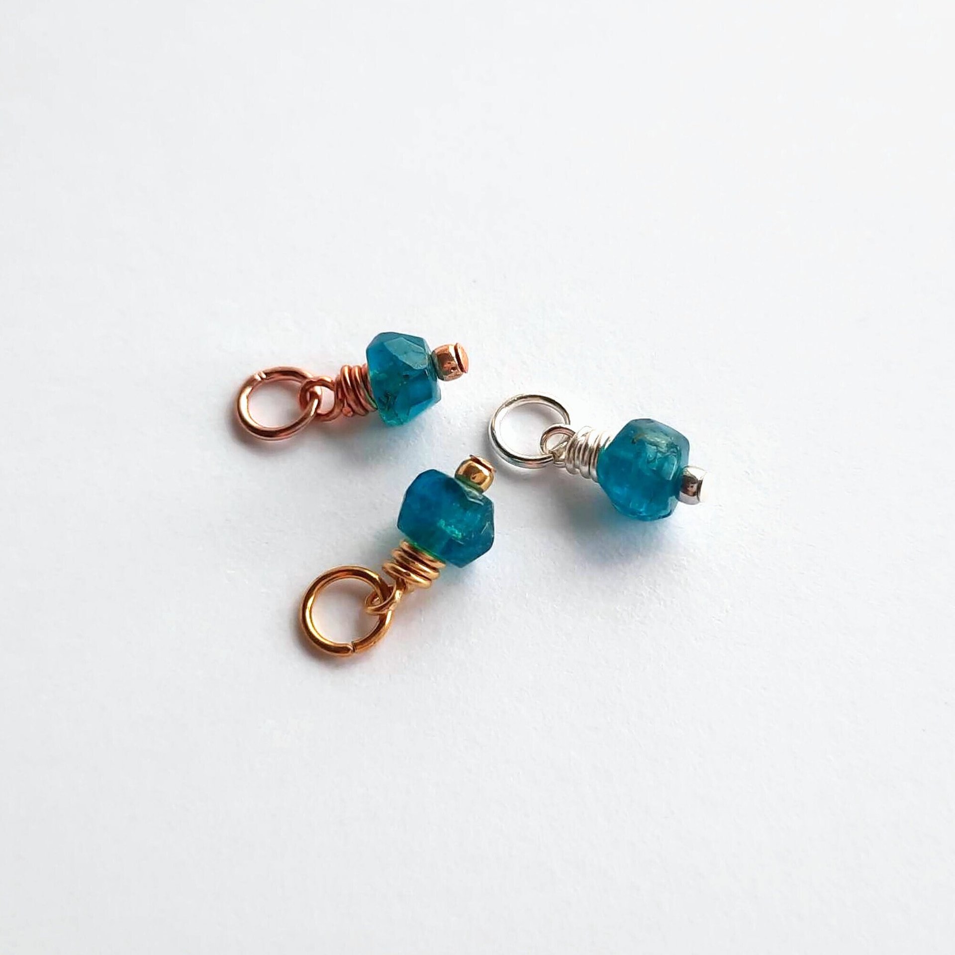 Neon Apatite Gemstone Charm ~ Handmade by The Tiny Tree Frog Jewellery