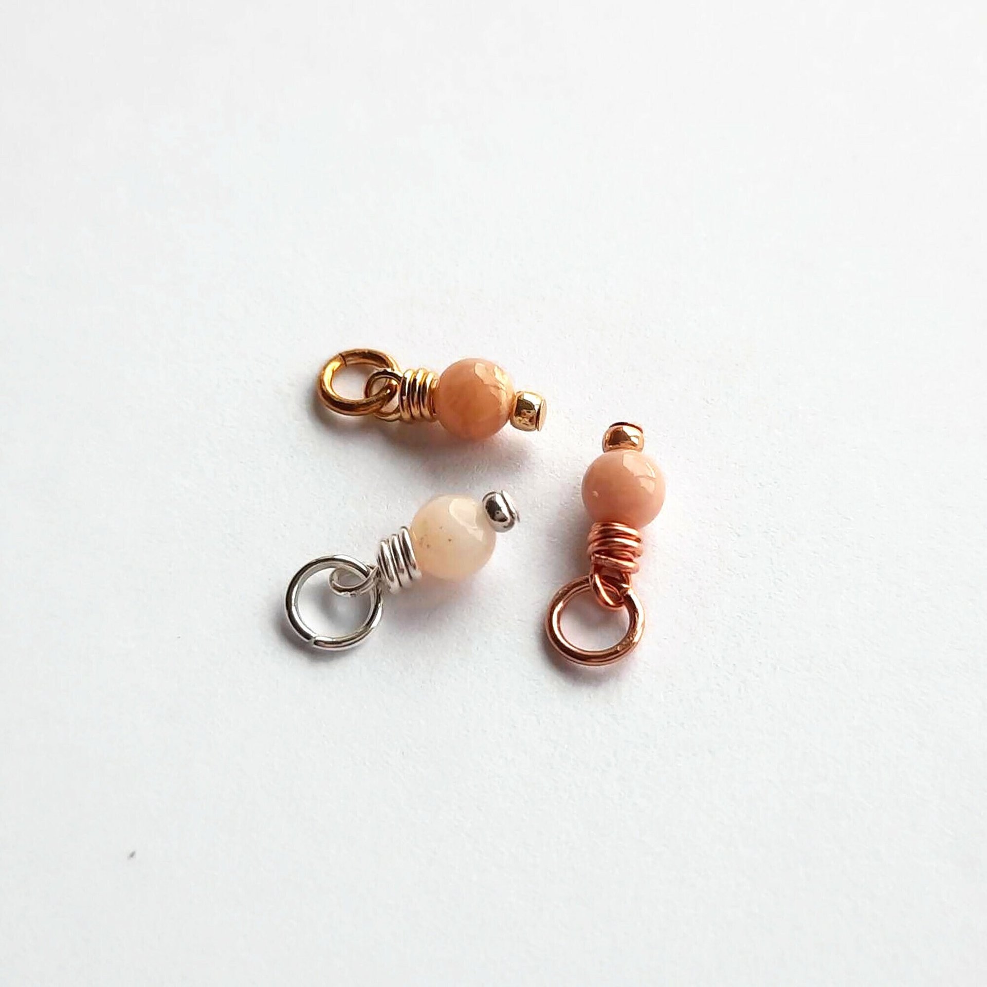 Pink Peruvian Opal Gemstone Charm ~ October Birthstone ~ Handmade by The Tiny Tree Frog Jewellery