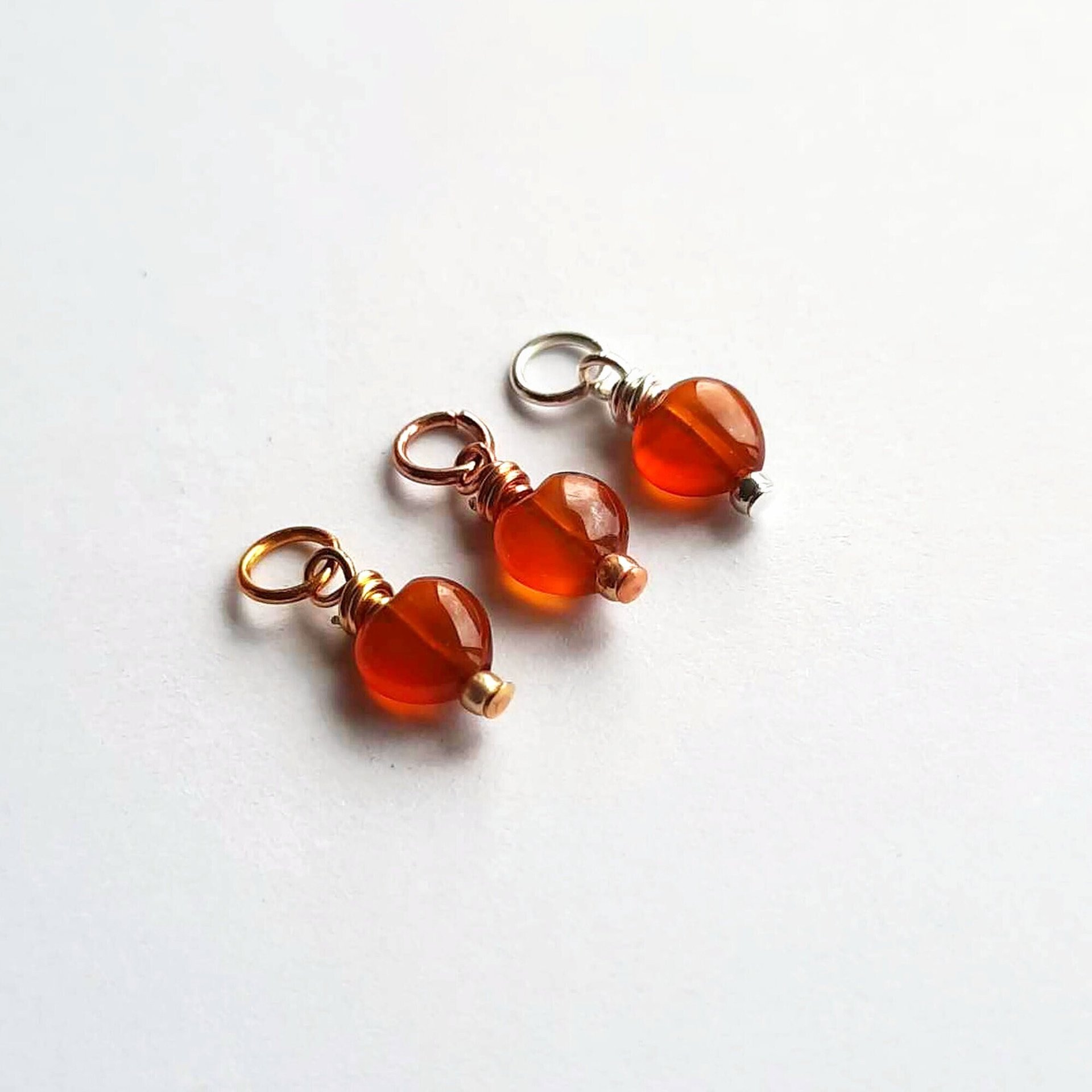 Tiny Red Carnelian Gemstone Heart Charm ~ Handmade by The Tiny Tree Frog Jewellery