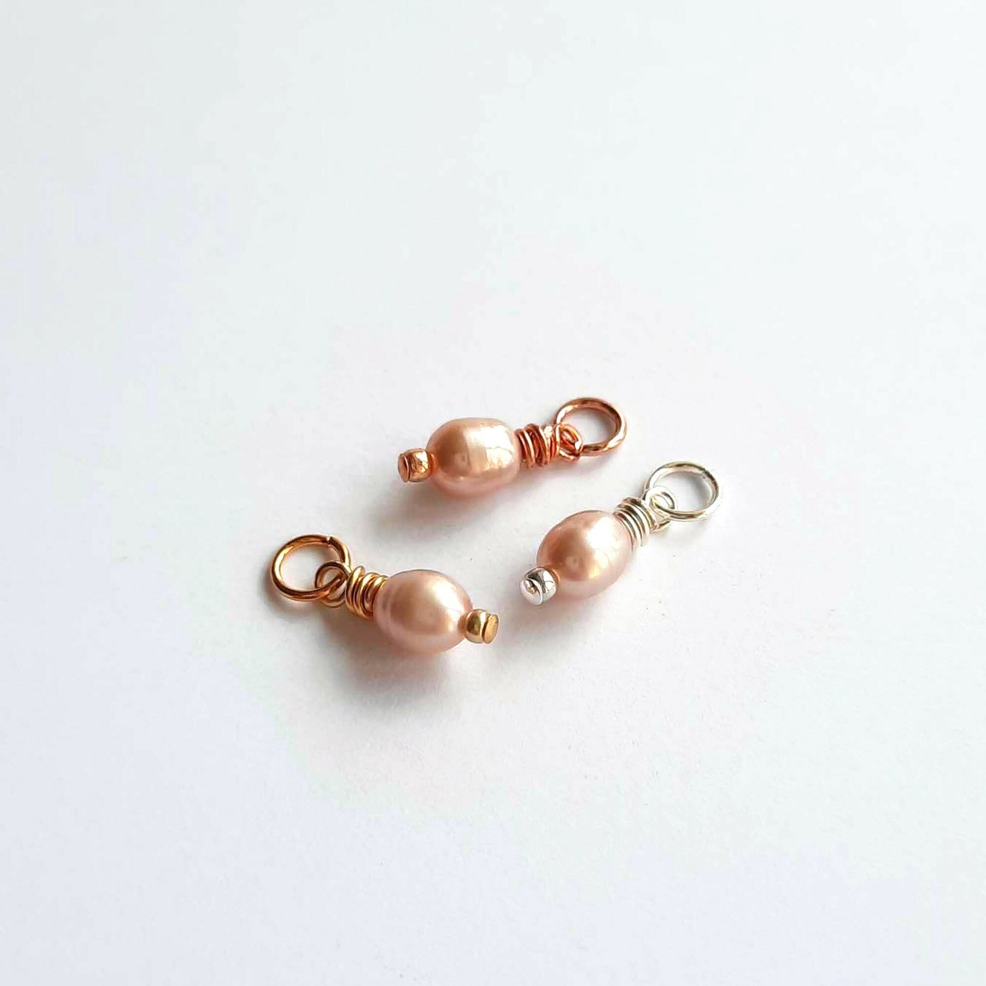Small Pink Freshwater Pearl Charm ~ June Birthstone ~ Handmade by The Tiny Tree Frog Jewellery