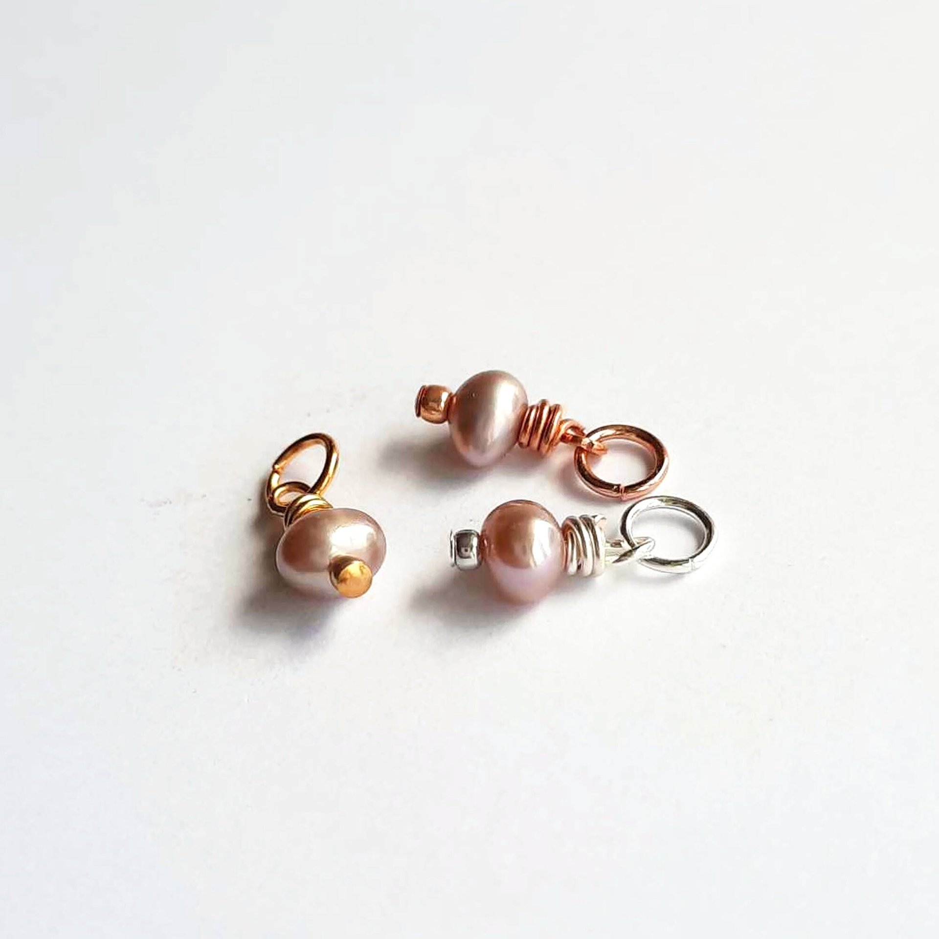 Tiny Pink Freshwater Pearl Charm ~ June Birthstone ~ Handmade by The Tiny Tree Frog Jewellery