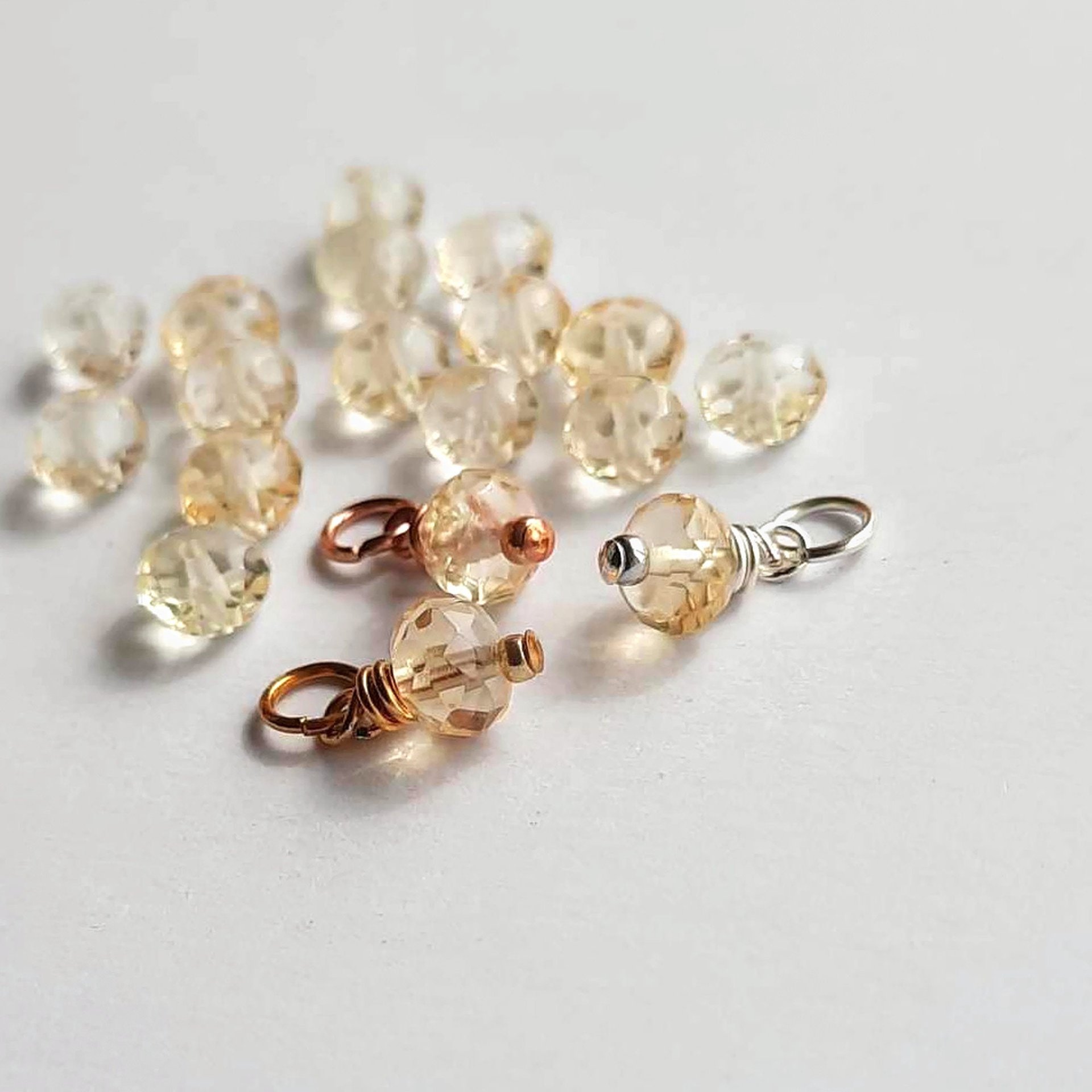 Pale Yellow Citrine Gemstone Charm ~ November Birthstone ~ Handmade by The Tiny Tree Frog Jewellery