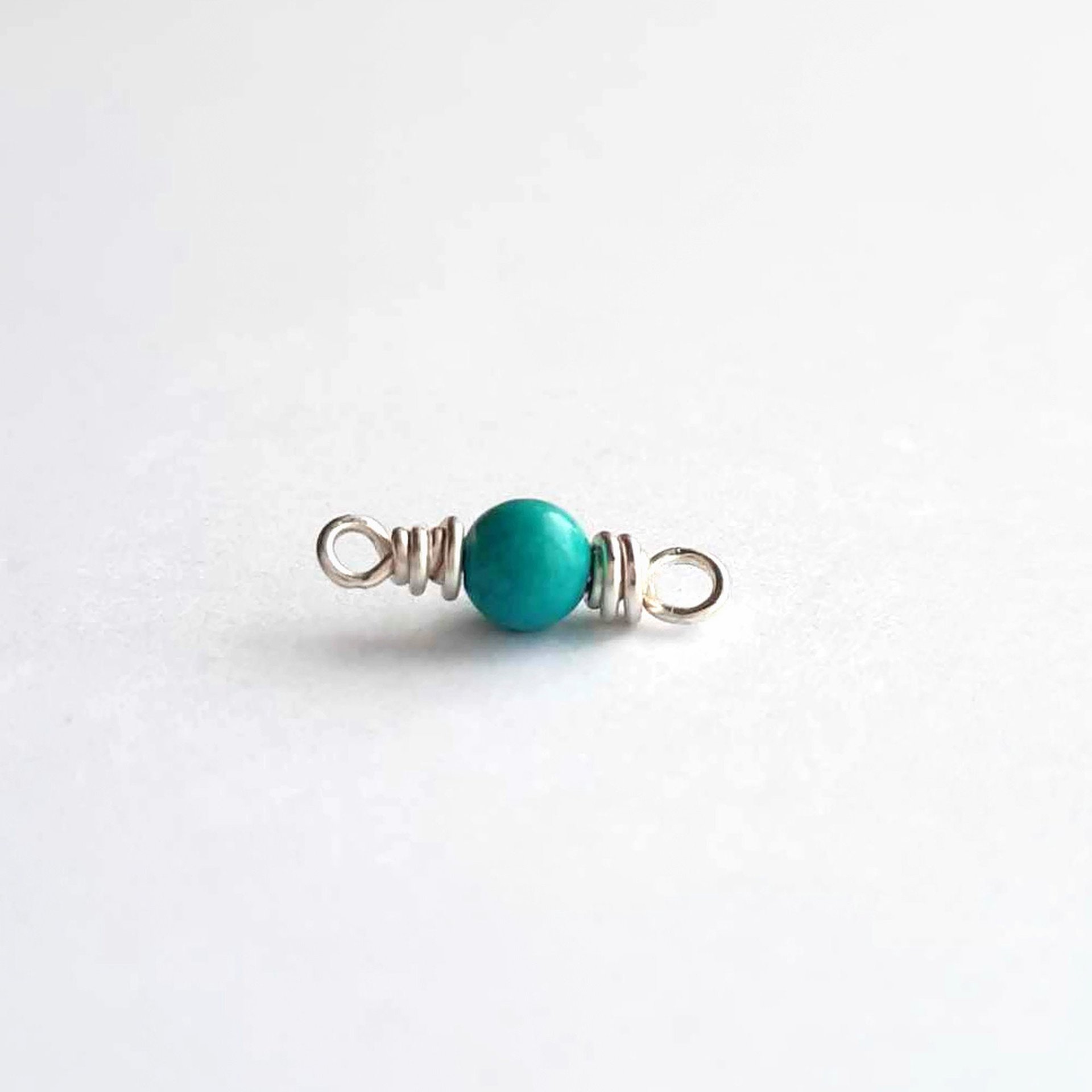 Tiny Turquoise Gemstone Connector ~ December Birthstone ~ Handmade by The Tiny Tree Frog Jewellery