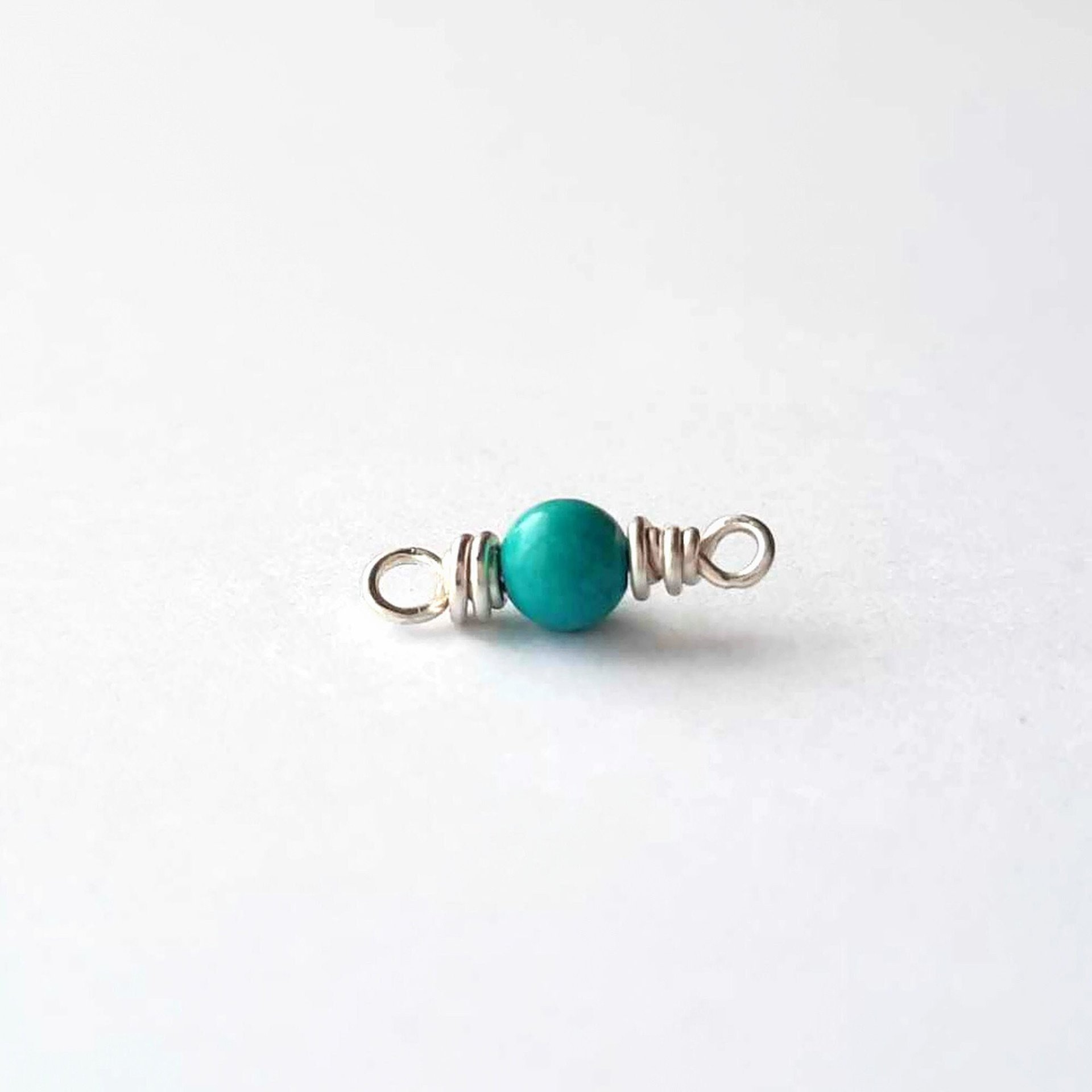 Tiny Turquoise Gemstone Connector ~ December Birthstone ~ Handmade by The Tiny Tree Frog Jewellery