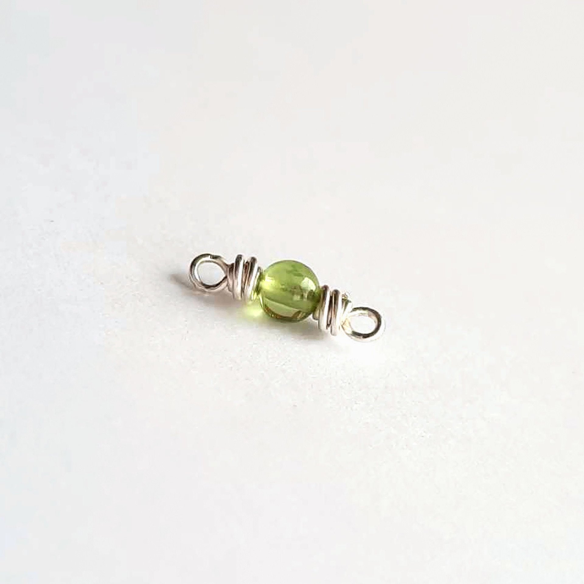 Tiny Green Peridot Gemstone Connector ~ August Birthstone ~ Handmade by The Tiny Tree Frog Jewellery