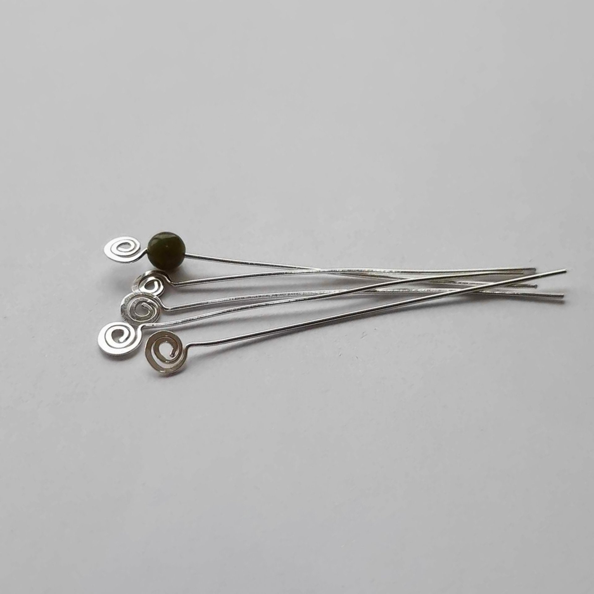 Recycled Sterling Silver Spiral End Headpins ~ Handmade by The Tiny Tree Frog Jewellery