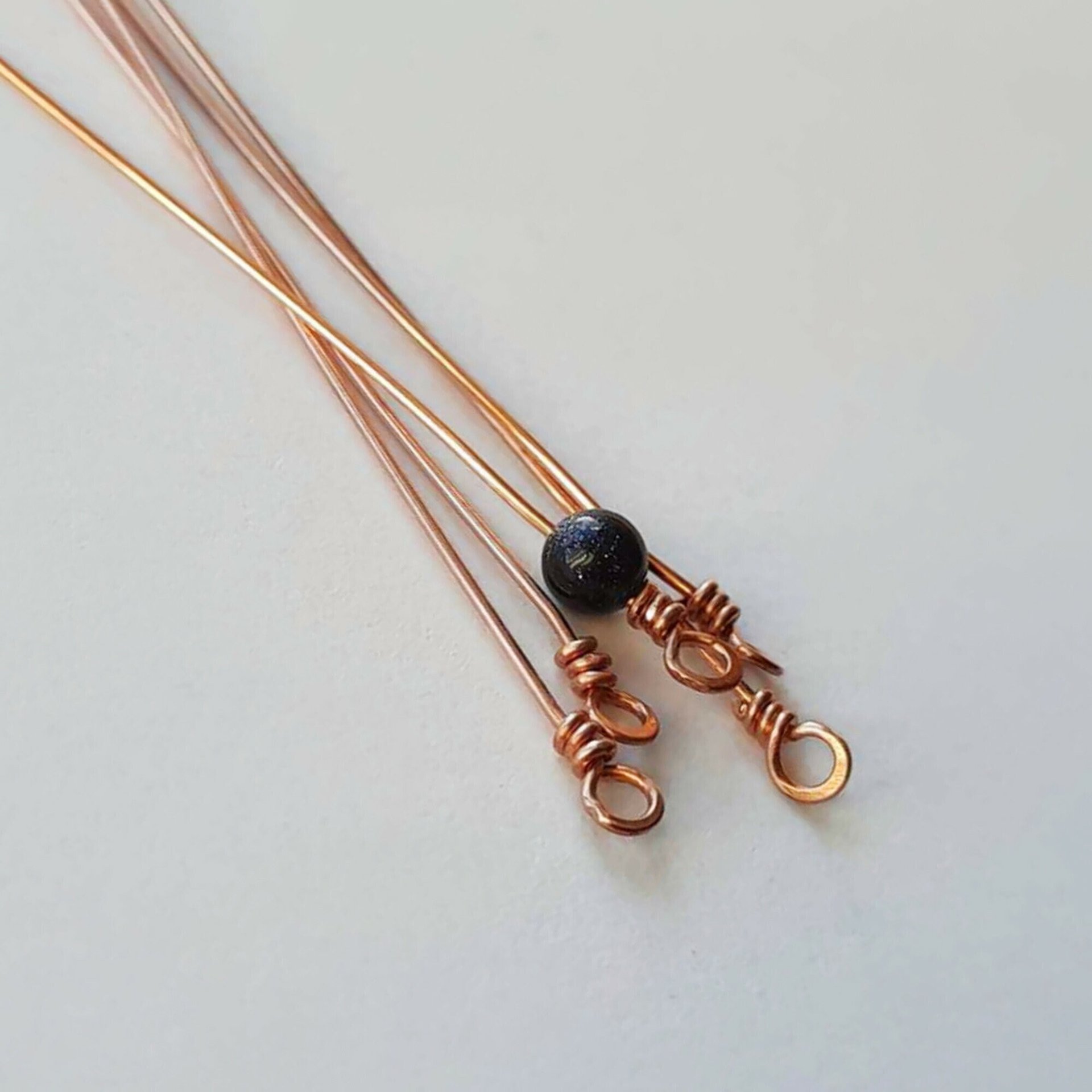Wire Wrapped Closed Loop Copper Eyepins ~ Handcrafted by The Tiny Tree Frog Jewellery