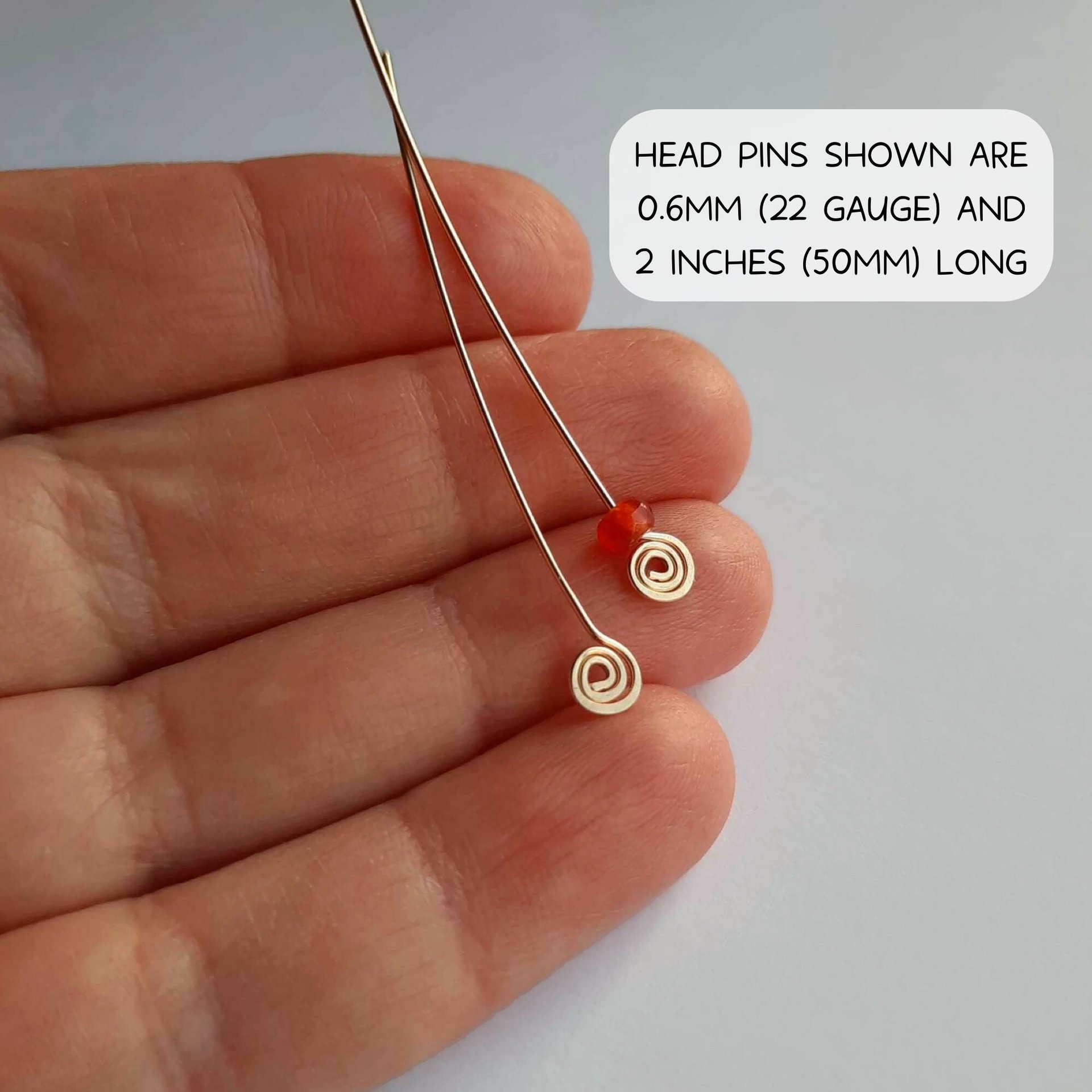 Pair of 14 Carat Gold Filled Spiral End Head Pins, handcrafted by The Tiny Tree Frog Jewellery 