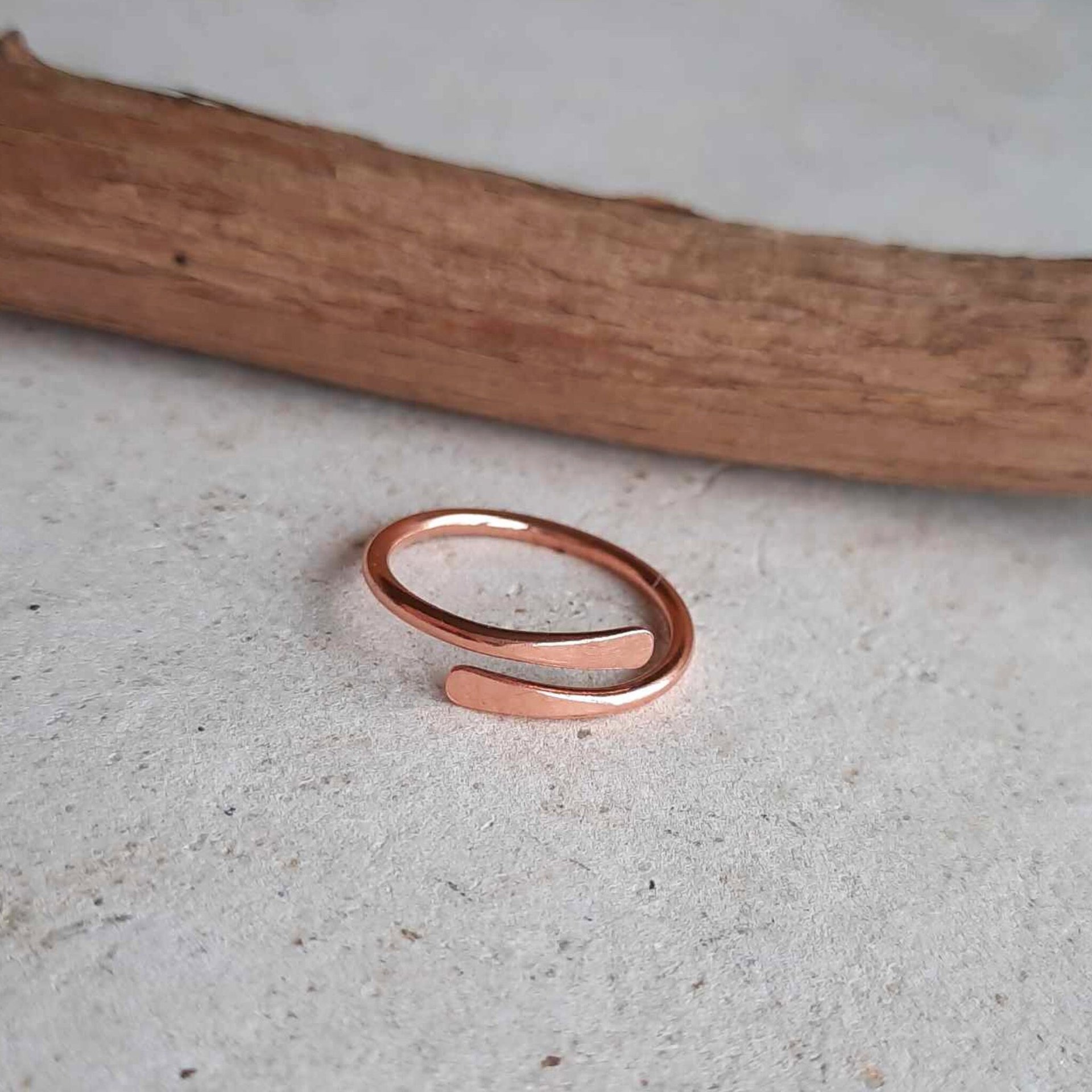 Boho copper stackable ring, handcrafted by The Tiny Tree Frog Jewellery