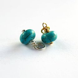 Turquoise Gemstone Rondelle Charm ~ December Birthstone ~ Handmade by The Tiny Tree Frog Jewellery