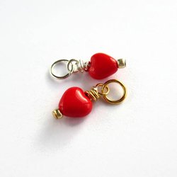 Tiny Red Czech Glass Heart Charm ~ Handmade by The Tiny Tree Frog Jewellery