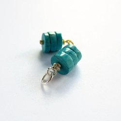 Turquoise Gemstone Triple Stack Charm ~ December Birthstone ~ Handmade by The Tiny Tree Frog Jewellery