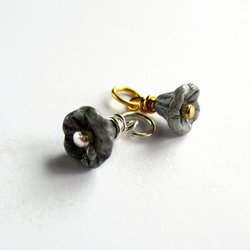 Tiny Grey Czech Glass Flower Charm ~ Handmade by The Tiny Tree Frog Jewellery