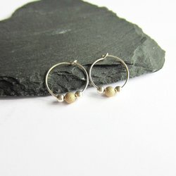 Sterling Silver and Gold Filled Stardust Bead Hoop Earrings ~ Handmade by The Tiny Tree Frog Jewellery