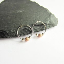 Sterling Silver and Rose Gold Filled Stardust Bead Hoop Earrings ~ Handmade by The Tiny Tree Frog Jewellery