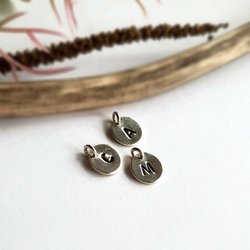 Sterling Silver Hand Stamped Initial Charm ~ Handmade by The Tiny Tree Frog Jewellery