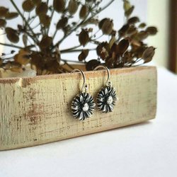Oxidised Fine Silver Daisy Drop Earrings ~ April Birth Flower ~ Handmade by The Tiny Tree Frog Jewellery