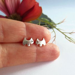 Fine Silver Terrier Dog Stud Earrings ~ Handmade by The Tiny Tree Frog Jewellery
