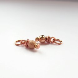 14K Rose Gold Filled Wire Wrapped Bead Charm ~ Shiny or Frosted Stardust Finish ~ Handmade by The Tiny Tree Frog Jewellery