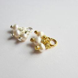 Freshwater Pearl Triple Cluster Charm ~ June Birthstone ~ Handmade by The Tiny Tree Frog Jewellery