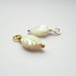 Mother of Pearl Leaf Charm ~ June Birthstone ~ Handmade by The Tiny Tree Frog Jewellery
