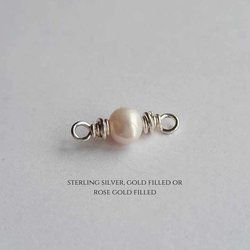 Tiny Cream Freshwater Pearl Gemstone Connector ~ June Birthstone ~ Handmade by The Tiny Tree Frog Jewellery
