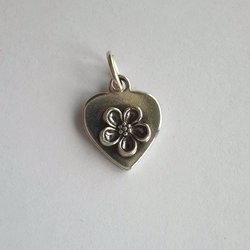 Sterling & Fine Silver Forget Me Not Heart Charm or Pendant ~ Handmade by The Tiny Tree Frog Jewellery