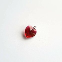 Scarlet Red Crystal Heart Charm ~ Handmade by The Tiny Tree Frog Jewellery