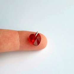Siam Red Crystal Heart Charm ~ Handmade by The Tiny Tree Frog Jewellery