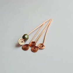 Pure Copper Spiral Headpins ~ Set of 10 ~ Choose Gauge and Length ~ Handmade by The Tiny Tree Frog Jewellery