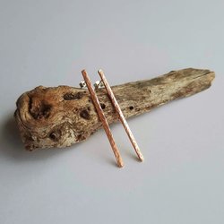 Hammered and Textured Copper and Sterling Silver Stick Earrings ~ Handmade by The Tiny Tree Frog Jewellery