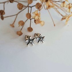 Oxidised Silver Star Flower Stud Earrings ~ Handmade by The Tiny Tree Frog Jewellery
