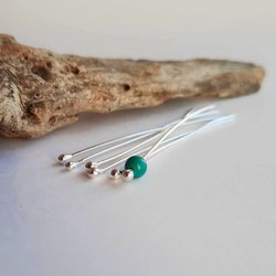 Pair of Recycled Sterling Silver Ball End Head Pins ~ Handmade by The Tiny Tree Frog Jewellery