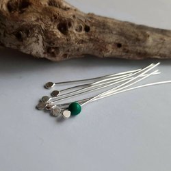 PAIR of Recycled Sterling Silver Flattened Ball End Head Pins ~ Handmade by The Tiny Tree Frog Jewellery